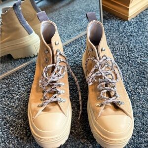 Converse Platform High Top Suede Sneakers in Tan